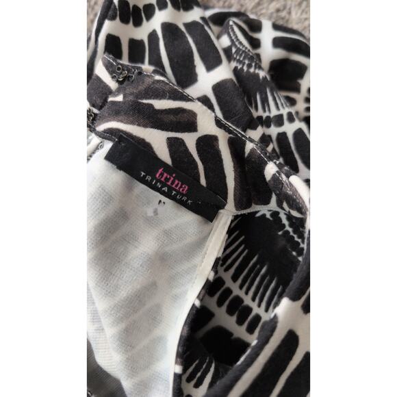 Trina Turk Aptos 2 Printed Mini Dress Black & White Size Medium - Picture 3 of 4